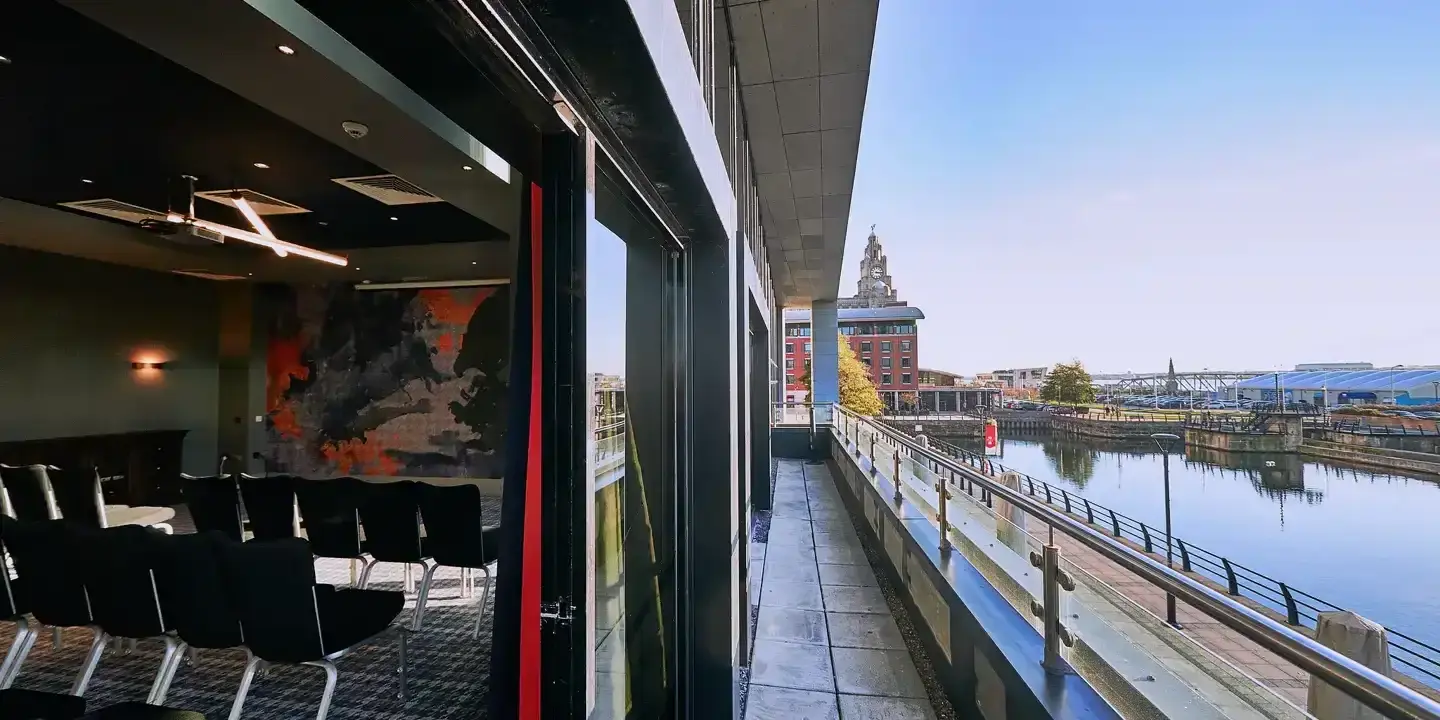 Scenic river view from a restaurant.