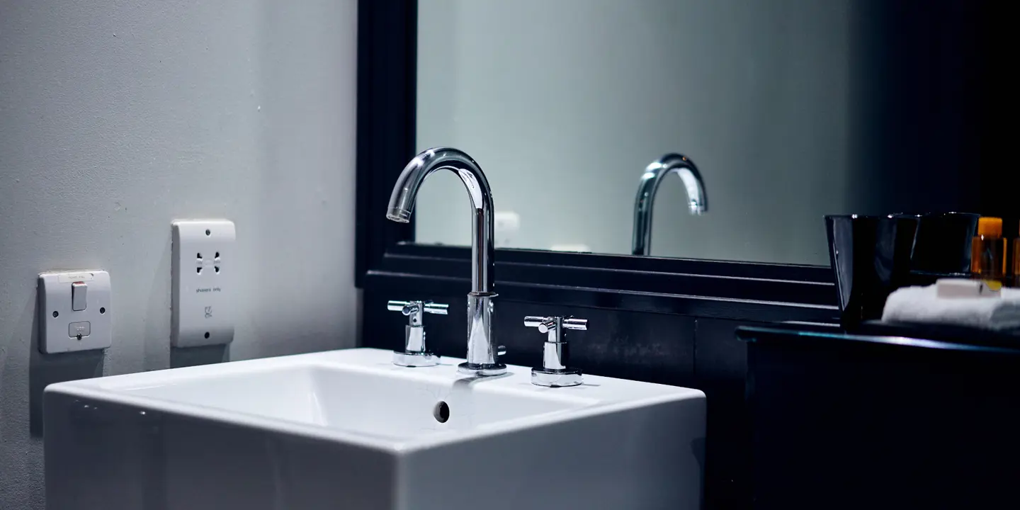 Sink with silver taps.