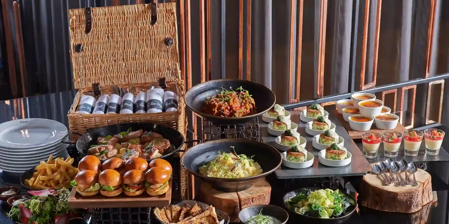 A table adorned with a plentiful spread of food.