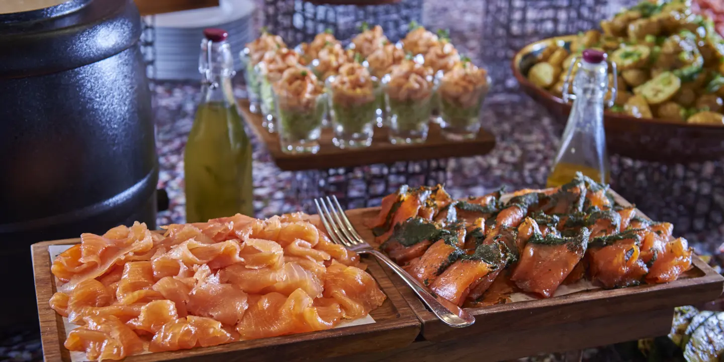 Assorted food items showcased on a table.