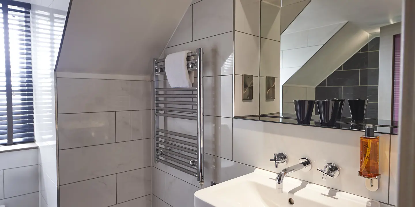 Bathroom featuring a sink and mirror.